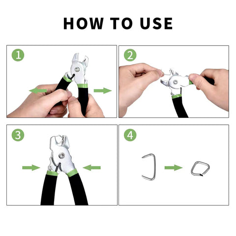 How to use All In One 270 Piece Hog Ring Pliers Kit With Galvanized Rings for upholstery and DIY projects.