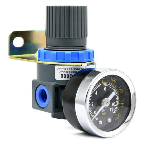 Mini Air Regulator With Gauge 1/4 Inch NPT Thread For Air Compressor And Air Tools, Precise 0-145 PSI Pressure Control