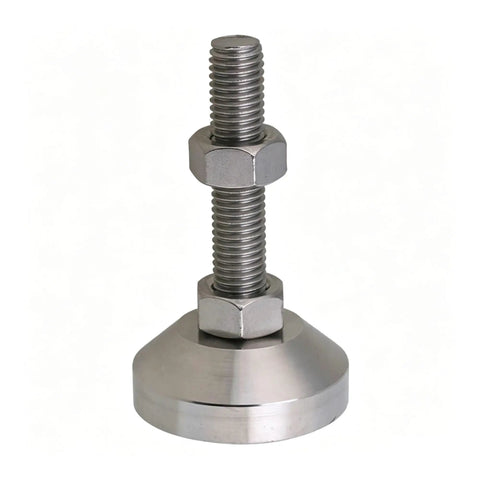 Close-up of Adjustable Leveling Feet Set 4 Pcs Stainless Steel M12x50mm Threads Beefy Heavy Duty Machine and Furniture Feet Silent Wear Resistant