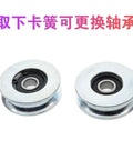 Industrial Grade V Groove Wheel 12 X 58 X 18 Millimeter Carbon Steel U Channel Roller For Wire Cable Systems, two views.