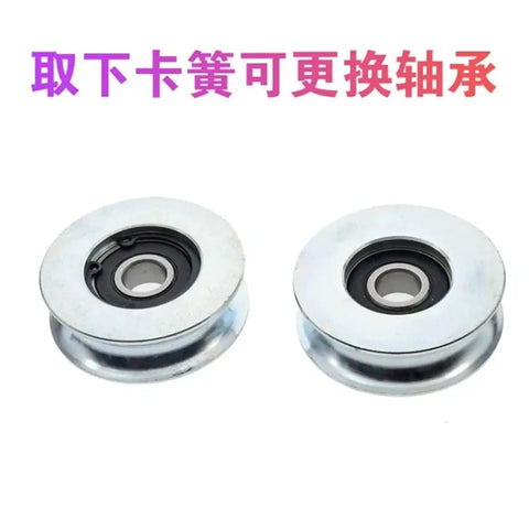 Industrial Grade V Groove Wheel 12 X 58 X 18 Millimeter Carbon Steel U Channel Roller For Wire Cable Systems, two views.