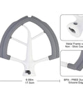 Flex Edge Beater For 6 Quart KitchenAid Bowl-Lift Stand Mixer, Flat Beater Paddle With Flexible Silicone Edges; dimensions shown