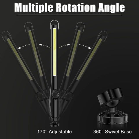 Bright As Heck LED Work Light 600LM Rechargeable COB 170° adjustable swivel base for versatile illumination