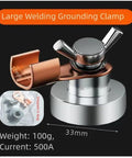 Premium Heavy-Duty Grounding Magnetic Clamp Set For Welding Jobs Includes Two Giant Sizes Plus One Small One Perfect For Fast Work And Rock Solid Hold In Any Workshop Setup No More Slipping Around, showing large welding grounding clamp with copper finish.
