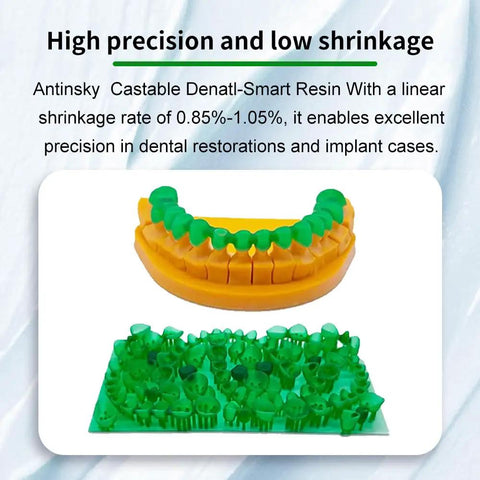 Kick Your Dental Lab Into High Gear With This Top Shelf Castable Resin For DLP LCD UV Curing 3D Printer Featuring Ultra Low Shrinkage And Near Zero Ash Residue For Dead On Precise Crown Castings In Vivid Green One Kilogram Pack