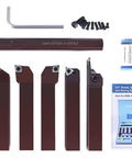 3/4 Inch Shank Indexable Turning And Boring Tool Set, 9 Piece Pro Kit With Uncoated Sharp Edge Carbide Inserts For Aluminum