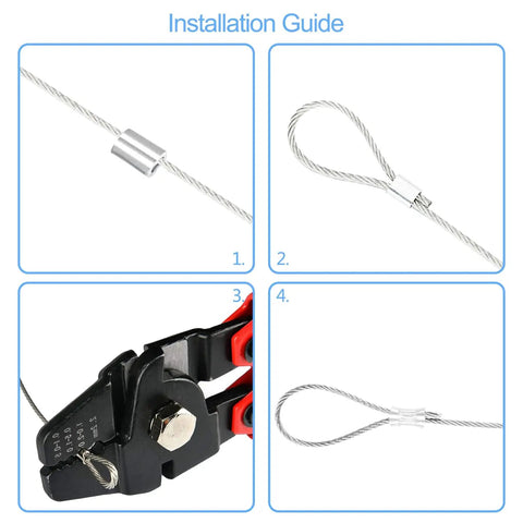 Beefy Heavy Duty Wire Rope Crimp Tool Kit With 1 Sixteenth Inch 304 Stainless Cable 165 Ft 7x7 Strand installation guide steps