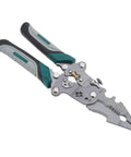 Solid Real Deal 16 In 1 Foldable Wire Stripper And Multifunctional Pliers with gray handles and shiny steel body for wire work.