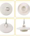 Heavy Duty Rubber Tub Stopper With Fifteen Inch Stainless Steel Beaded Chain Fits 1.5 To 2 Inch Drains locks securely in place.