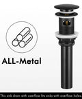 Matte Black Bathroom Faucet Set 2 Pack For Single Hole Vanity Sinks Stainless Steel 18 8 Lead Free NSF And CUPC Certified Easy Install Durable Modern Look metal sink drain