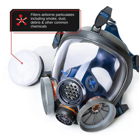 Pro Grade Full Face Air Purifying Respirator Mask With Activated Carbon Filters For Organic Vapors And Particulates, PT 100 Safety Gear For Painting, Construction, Mining, Auto Work And More CE Tested