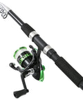 Two Piece Telescopic Fishing Rod And Reel Combo With Pliers And Lip Gripper Preloaded Spinning Reel Includes Carrier Bag Blue And Green
