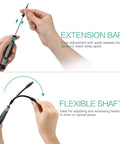 Hands using extension bar and flexible shaft from 130 In 1 Magnetic Precision Screwdriver Kit With 120 Bits And 3 Extra Length Bits