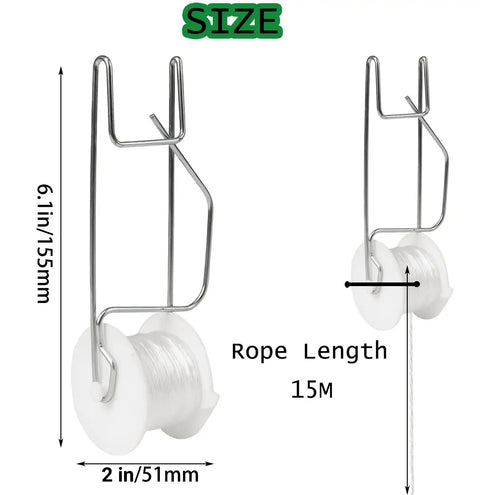 Tomato Support Hooks With String, 20 Pack Tomato Trellis Roller Hooks With 49.2 Ft String For Plants, Greenhouse Tomato Vines, Crop Trellis Kit, Plant Roller Hook, Pro Grade Durable Metal And PP Rope