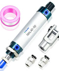 Beefy Pneumatic Air Cylinder 40mm Bore 50mm Stroke Double Acting With Y Connector And Two 8mm Fittings MAL40x50 Aluminum Body