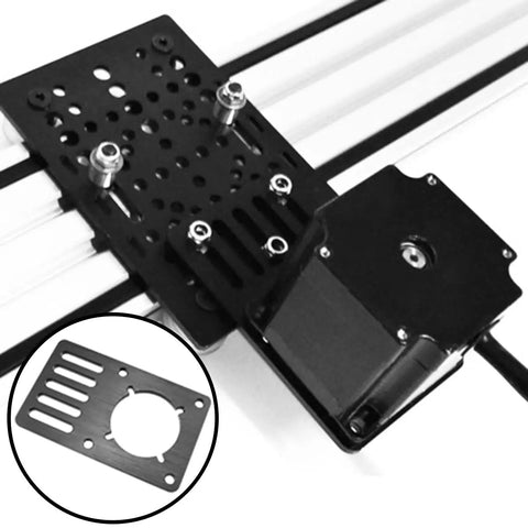 NEMA 23 Stepper Motor Mounting Plate For 3D Printer Aluminum Black Anodized 9.6x5.9x0.3cm installed on a machine