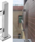 Glass Railing Kit With Clamp for Panels Balcony Deck Patio and House Handrail 95 cm Terminal Post in stainless steel viewed from side.
