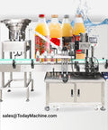 Heavy Duty Workhorse Automatic Pet Bottle Filling Machine For Two Ounce Energy Drinks And Shot Bottles Smooth No Sweat Operation High Performance Industrial Capper with colorful beverage bottles on conveyor.