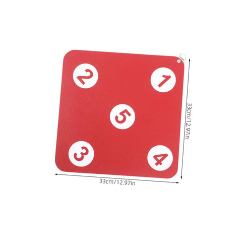 Red rubber Multi Purpose Fencing Target For Indoor Practice, 33cm square with numbered circles, suitable for backyard or dojo training.