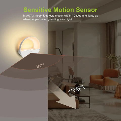 Usb Rechargeable Night Light With Motion Sensor Easy Install LED Warm White Magnetic Stick On Wall Demonstrating Sensor Range