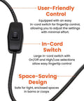 User-friendly in-cord switch for New And Improved Flat Panel Space Heater For Home And Office Portable 150W Heater