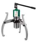 Heavy Duty Hydraulic Gear Puller Set, 5 Ton, forged steel, used for removing brake drums and hubs in garage.