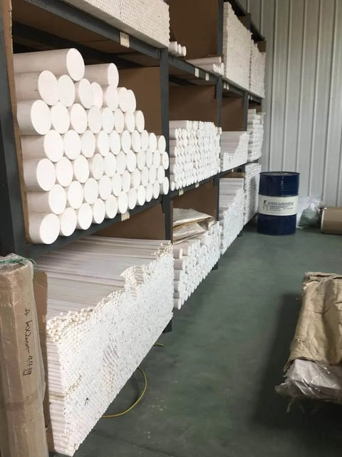 Customizable Rod With Virgin PTFE Material in storage, chemical resistant, diameter 15mm, length 1000mm, for industrial and lab use