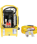 Heavy Duty Hydraulic Torque Wrench Set With 4000Nm Pull And Rugged Steel Square Drive Half Inch Build and yellow hydraulic pump.