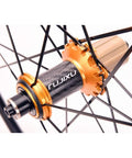 Close-up of 700C Carbon Hub Wheelset For Road Bikes With Aluminum Rim Quick Release Disc Brakes Ultra Lightweight Double Wall