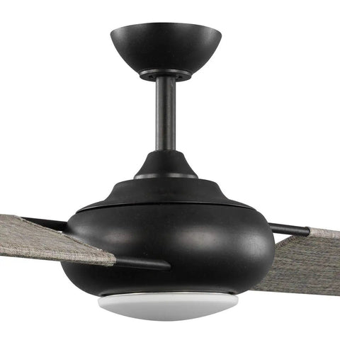 Edisto 54 Inch Indoor Outdoor Ceiling Fan With Two Canvas Wrapped Blades, UV Inhibitors, Charcoal Finish, close up view