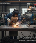 Person using Pro Grade Circle Cutter For Plasma Cutter Guide Wheel Jig With Adjustable Rolling Guide For Precise Circular Cuts On P80 Plasma Torch Cutting Accessory For Accurate Smooth Cuts in a workshop.