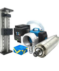 Heavy Duty 2.2KW Water Cooled Spindle Motor Z Axis Slide Stage Kit including linear guides and control unit.