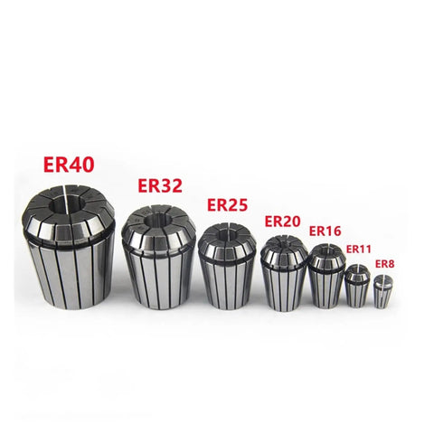 Ultra Accurate Spring Collet ER16 4mm For CNC Router Precision Clamping Engraving Mill Tool Holder High Quality Alloy Steel With Tight Tolerances displayed among various sizes.
