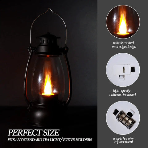 5.1 Inch Mini Lanterns Six Pack LED Candle Lanterns for Indoor Outdoor Decor with flickering warm flame design and batteries