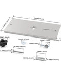Dimensions of Electric Jig Saw Flip Board With Aluminum Router Table Insert Plate and hardware components.
