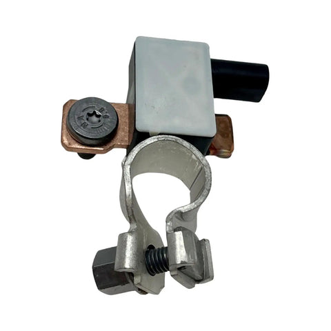 Premium Heavy Duty Battery Monitor Sensor Module With No Sweat Install For Buick Enclave Cadillac XT4 XT5 And Chevy Malibu Traverse Solid Build 13545954 13526054 top view showing the sensor and clamp design.