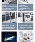 Heavy Duty Pneumatic Liquid Filling Machine With Horizontal Piston Design components showing STNC air cylinder and anti-drip filling nozzle.