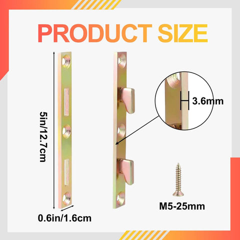 Heavy Duty Bed Rail Fasteners Five Inch Mortise Bracket Set Of Four Wood Bed Frames Solid Zinc Coated Steel Hardware dimensions 5in by 0.6in.