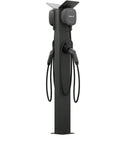 Built Like A Tank Rock Solid Weatherproof EV Charger Pedestal Stand Mount For Dual Electric Car Stations, black sturdy design.