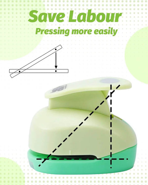 Side view of 1 Inch Oval Lever Punch for Scrapbooking and Card Making, Easy Cut Paper Punch Tool for Crafting, green handle