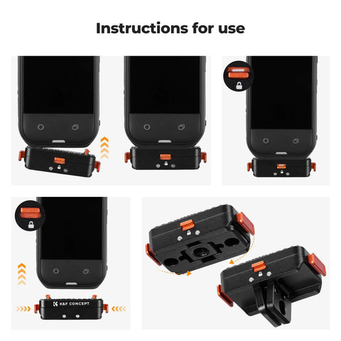 Upgrade Magnetic Quick Release Mount For X5 With One Quarter Inch Screw Hole Adapter Connection And Safety Lock in use.