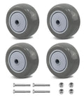 Heavy Duty 3 Inch Polyurethane Caster Wheels Set Of 4 Bringing Smooth Rolling Ease To Furniture Carts with gray finish and mounting hardware.