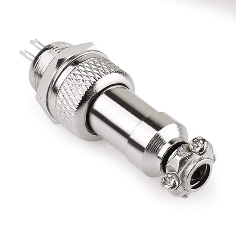 Close-up of GX16 2 Pin Panel Mount Circular Aviation Connector Set With Waterproof Cap For Male And Female Plug Socket
