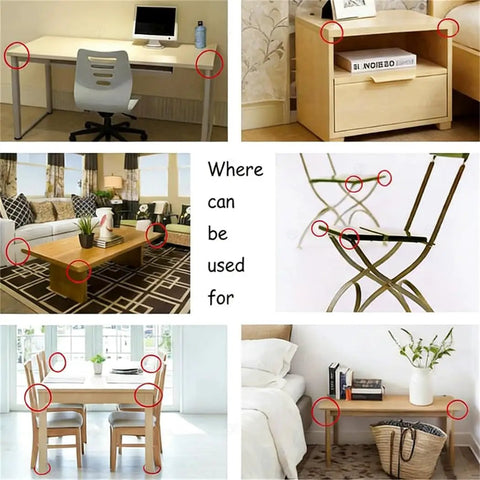 Image showing 12 Pack Soft Foam Corner Guards For Baby Proofing And Toddler Safety Featuring Dead Simple Peel Setup at various furniture edges.