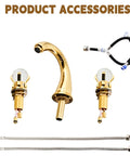8 Inch Widespread Brass Bathroom Sink Faucet With Crystal Handles Deck Mounted Gold Ti PVD Finish accessories