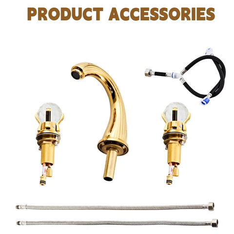 8 Inch Widespread Brass Bathroom Sink Faucet With Crystal Handles Deck Mounted Gold Ti PVD Finish accessories