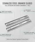 Full Extension Stainless Steel Side Mount Drawer Slides For Cabinets And Furniture Let You Reach The Back Easily With A Smooth Glide Built To Last 1 Pair
