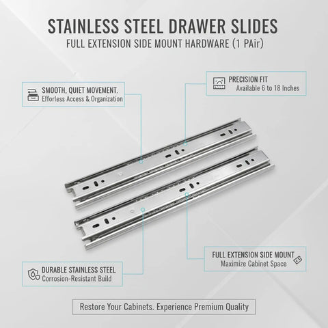 Full Extension Stainless Steel Side Mount Drawer Slides For Cabinets And Furniture Let You Reach The Back Easily With A Smooth Glide Built To Last 1 Pair