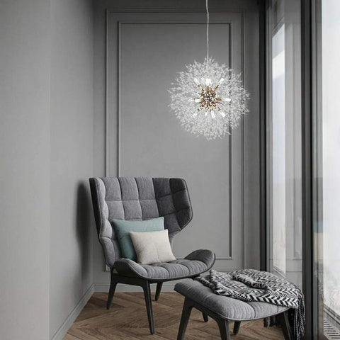 LED Firework Sputnik Chandeliers With 12 Lights Modern Crystal Ceiling Pendant in gold finish highlighting elegant living room decor
