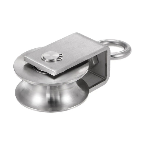 Beefy 304 Stainless Steel M68 U Type Rope Pulley Wheel With Duplex Bearing, Heavy Duty Cable Pulley Roller For Pulley System, Gym Ready Load Up To 2000lbs, Fits 1 to 20mm Wire Ropes, Rust Resistant, stainless pulley wheel close-up